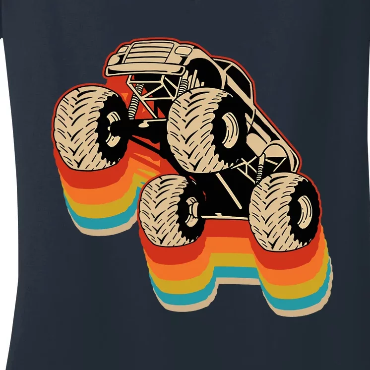 Retro Monster Truck Big Style Truck Women's V-Neck T-Shirt