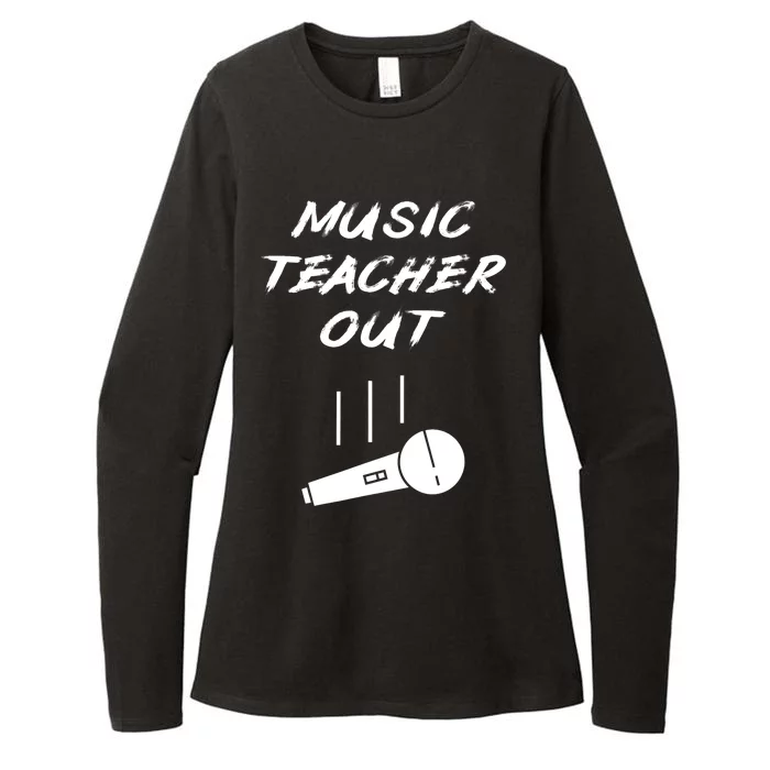 Retired Music Teacher Out Retirement Mic Drop End Of Year Womens CVC Long Sleeve Shirt