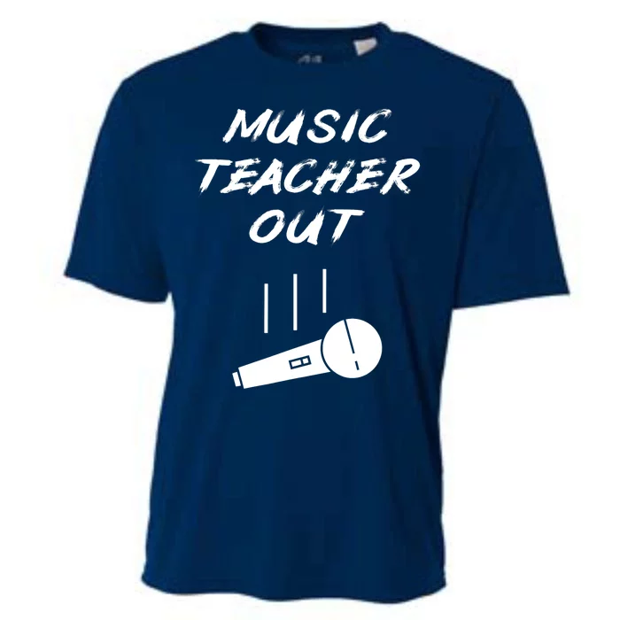 Retired Music Teacher Out Retirement Mic Drop End Of Year Cooling Performance Crew T-Shirt