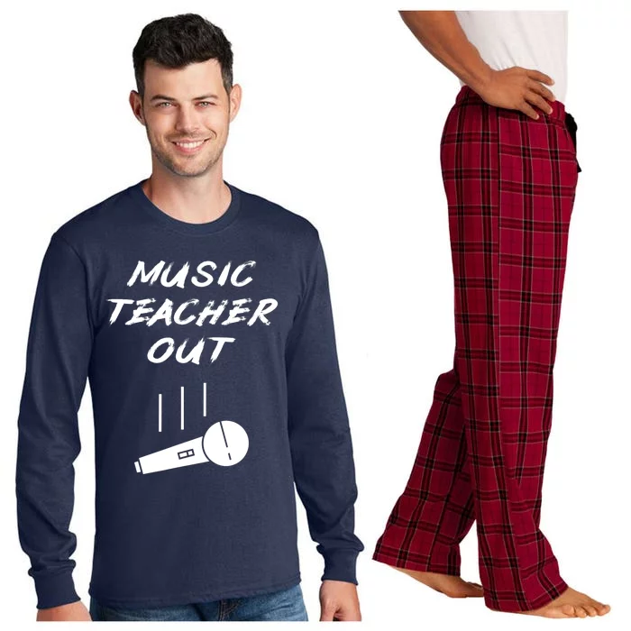 Retired Music Teacher Out Retirement Mic Drop End Of Year Long Sleeve Pajama Set