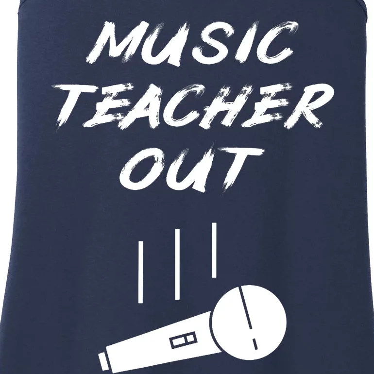 Retired Music Teacher Out Retirement Mic Drop End Of Year Ladies Essential Tank