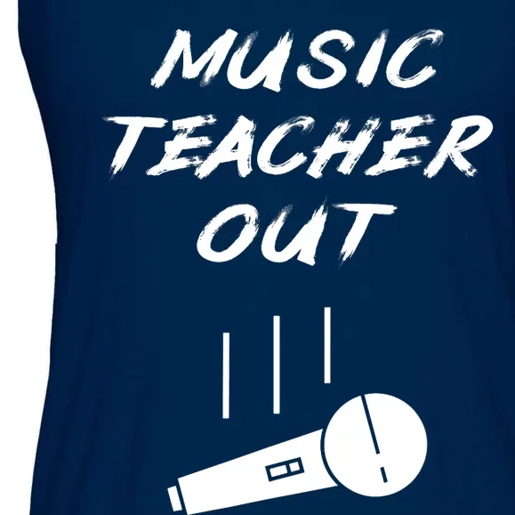 Retired Music Teacher Out Retirement Mic Drop End Of Year Ladies Essential Flowy Tank