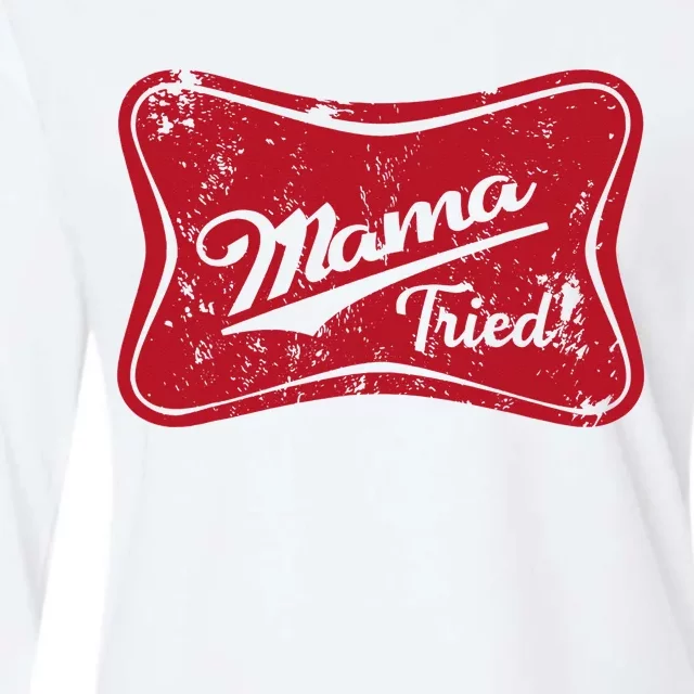 Retro Mama Tried Beer Mama Western Country Mom Drinking Gift Womens Cotton Relaxed Long Sleeve T-Shirt