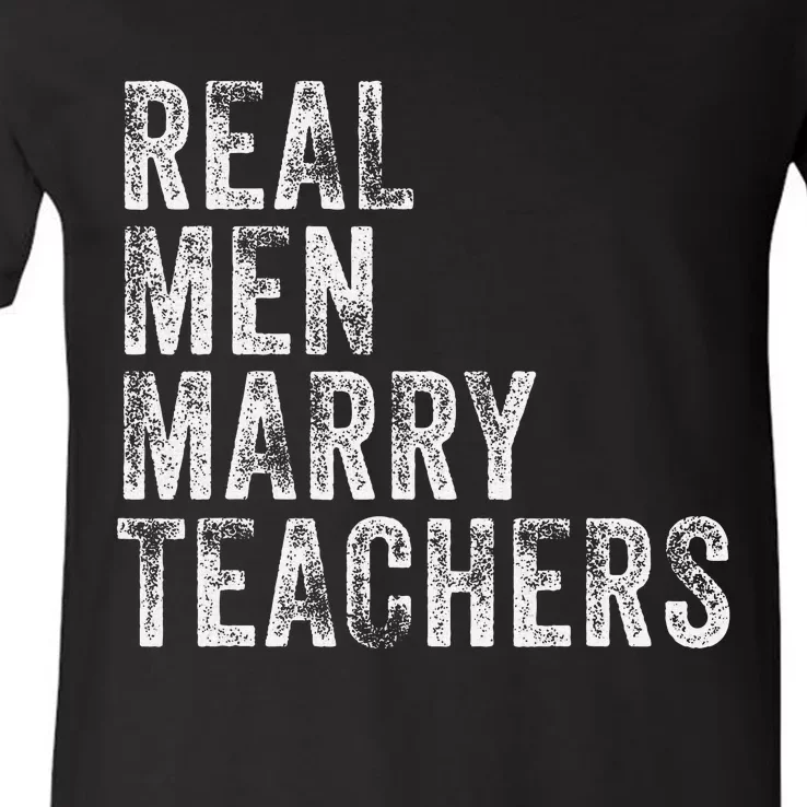 Real Marry Teachers Future Husband Wife Engagement Funny V-Neck T-Shirt