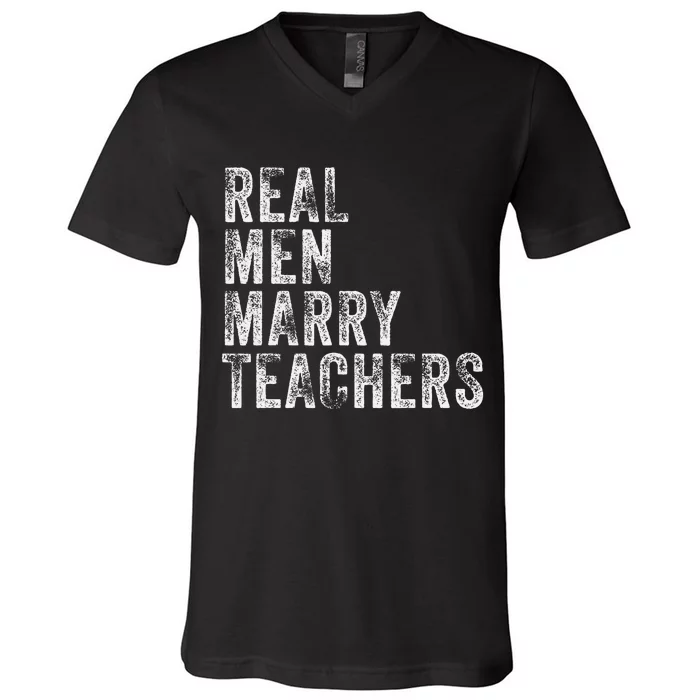 Real Marry Teachers Future Husband Wife Engagement Funny V-Neck T-Shirt