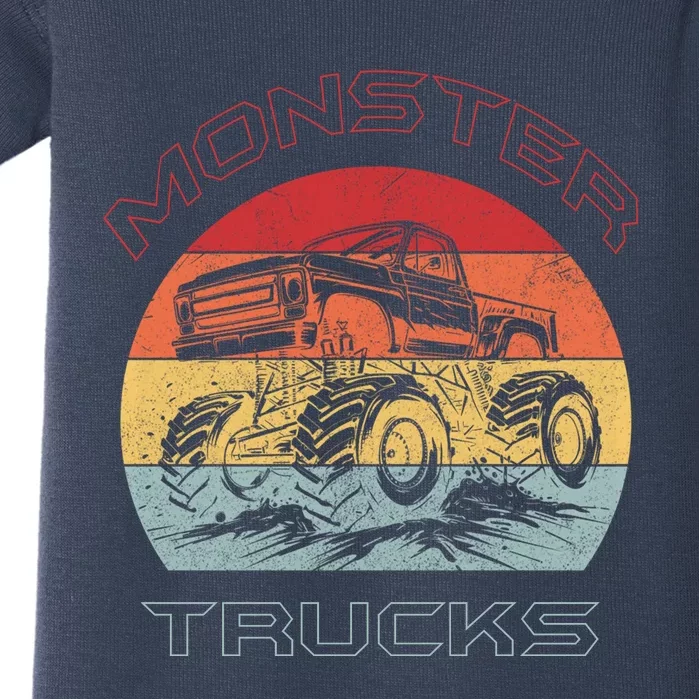 Retro Monster Trucks Gift Baby Bodysuit