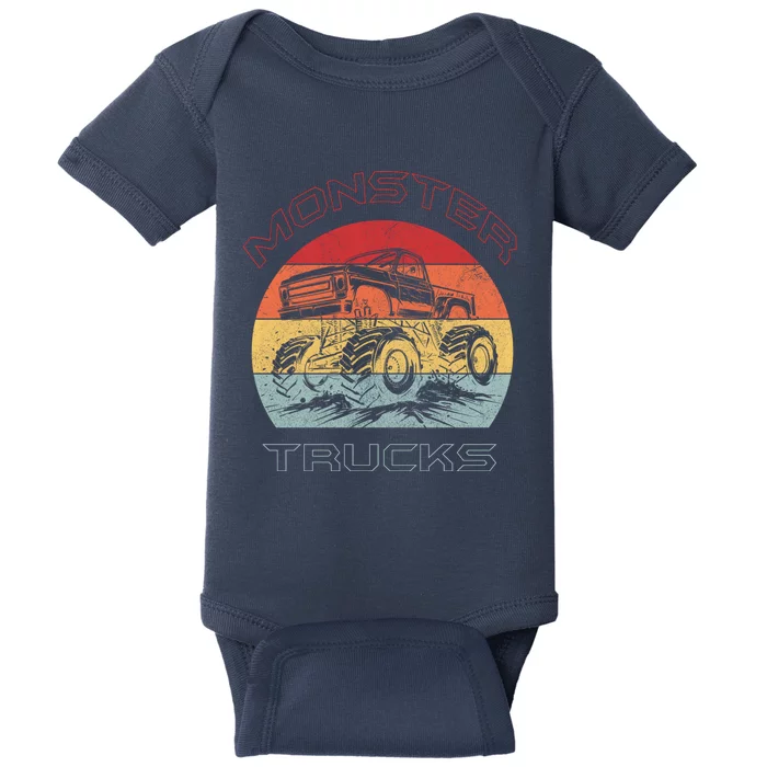 Retro Monster Trucks Gift Baby Bodysuit