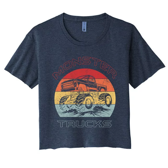 Retro Monster Trucks Gift Women's Crop Top Tee