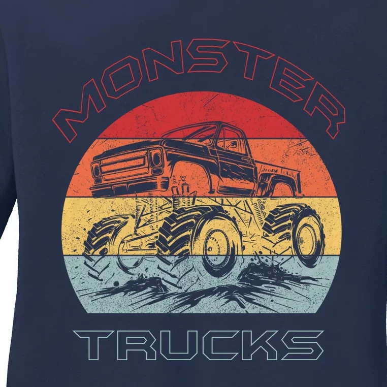 Retro Monster Trucks Gift Ladies Long Sleeve Shirt