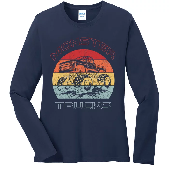 Retro Monster Trucks Gift Ladies Long Sleeve Shirt