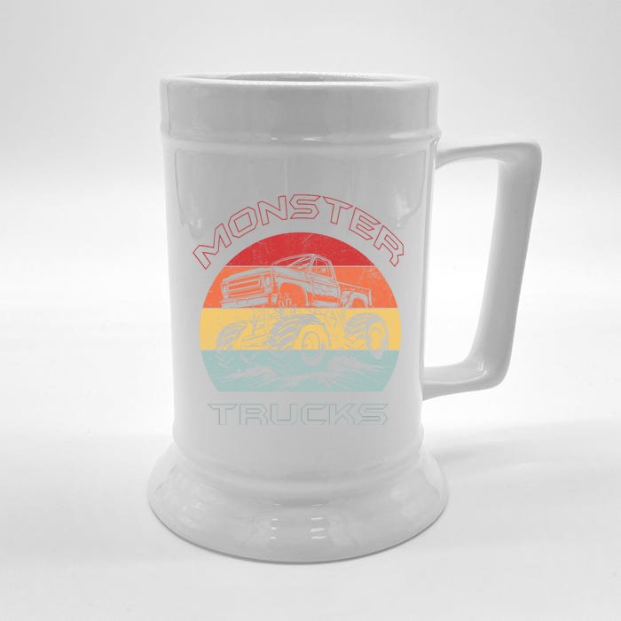 Retro Monster Trucks Gift Front & Back Beer Stein