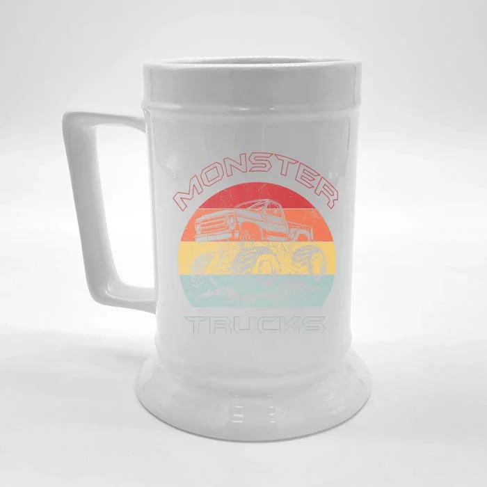 Retro Monster Trucks Gift Front & Back Beer Stein