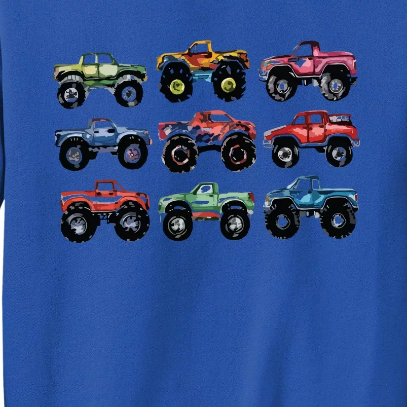 Retro Monster Trucks In A Row Big Trucks Tall Sweatshirt