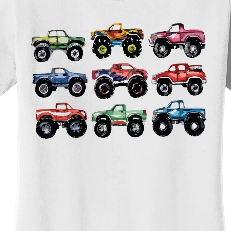 Retro Monster Trucks In A Row Big Trucks Women's T-Shirt