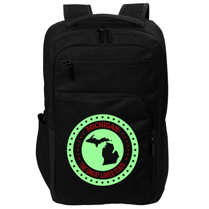 Retro Michigan The Great Lake State Logo Impact Tech Backpack