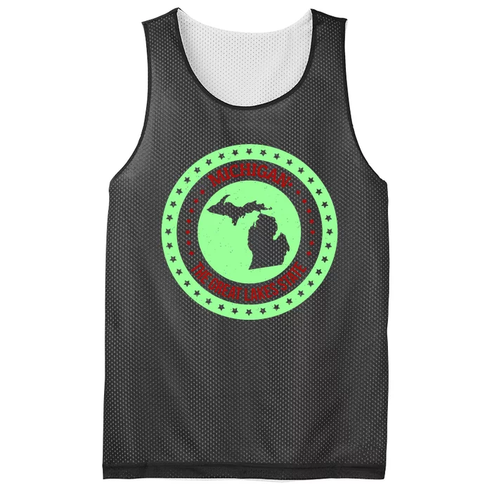 Retro Michigan The Great Lake State Logo Mesh Reversible Basketball Jersey Tank