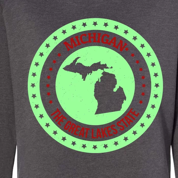 Retro Michigan The Great Lake State Logo Womens California Wash Sweatshirt