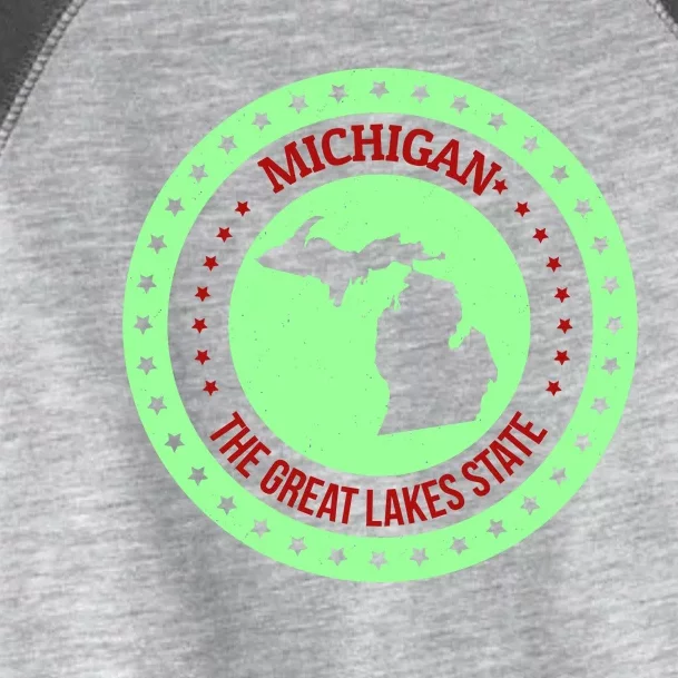 Retro Michigan The Great Lake State Logo Toddler Fine Jersey T-Shirt