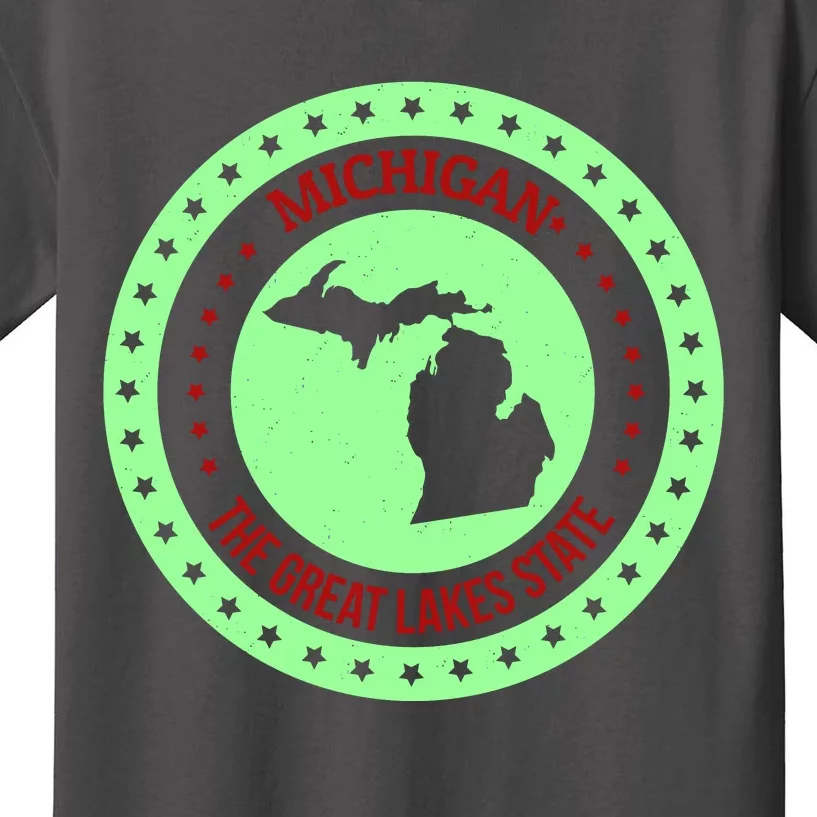 Retro Michigan The Great Lake State Logo Kids T-Shirt