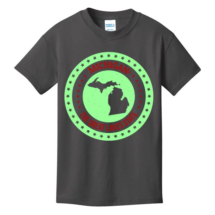 Retro Michigan The Great Lake State Logo Kids T-Shirt