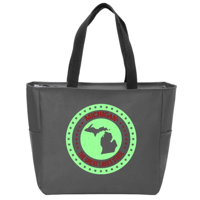 Retro Michigan The Great Lake State Logo Zip Tote Bag