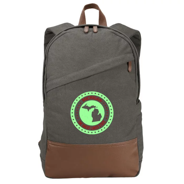 Retro Michigan The Great Lake State Logo Cotton Canvas Backpack