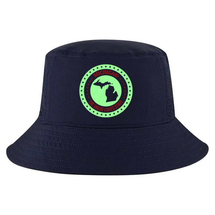 Retro Michigan The Great Lake State Logo Cool Comfort Performance Bucket Hat