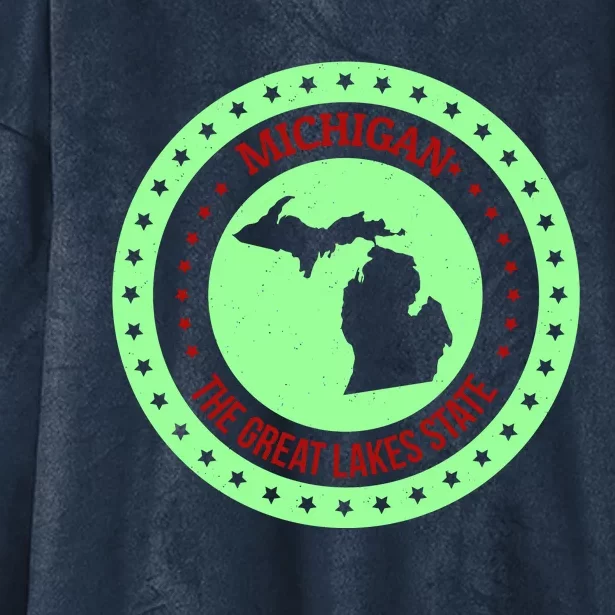 Retro Michigan The Great Lake State Logo Hooded Wearable Blanket