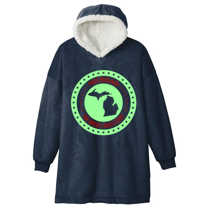 Retro Michigan The Great Lake State Logo Hooded Wearable Blanket