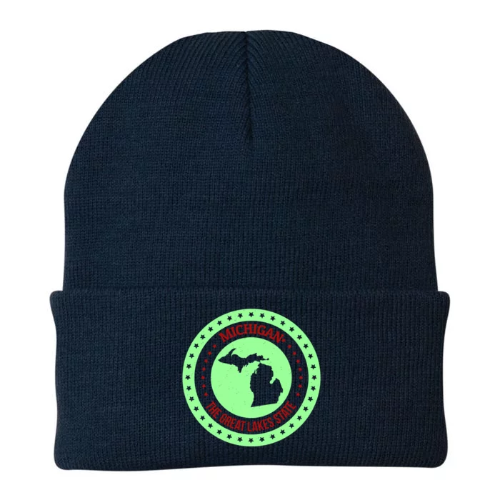 Retro Michigan The Great Lake State Logo Knit Cap Winter Beanie