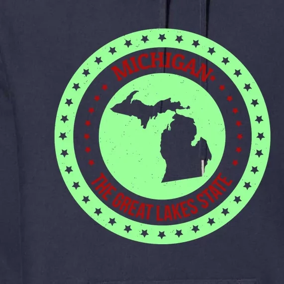 Retro Michigan The Great Lake State Logo Premium Hoodie