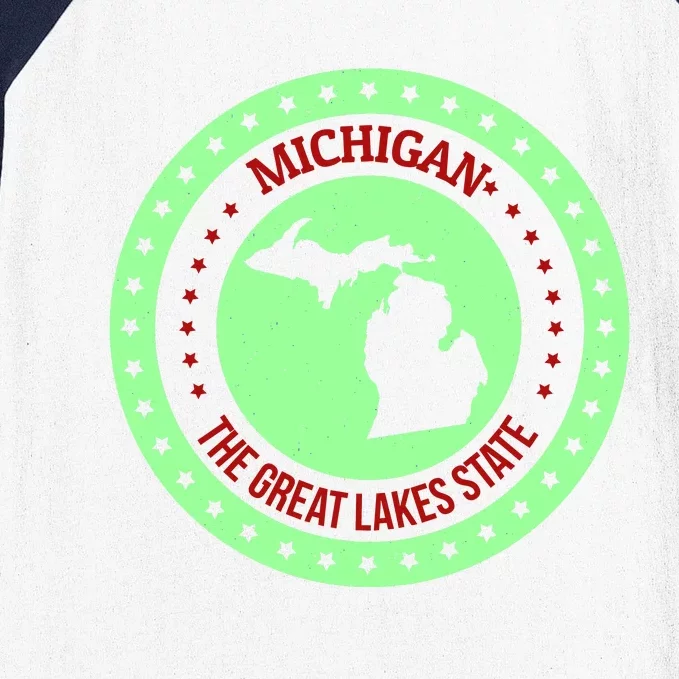 Retro Michigan The Great Lake State Logo Baseball Sleeve Shirt