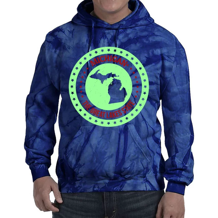 Retro Michigan The Great Lake State Logo Tie Dye Hoodie