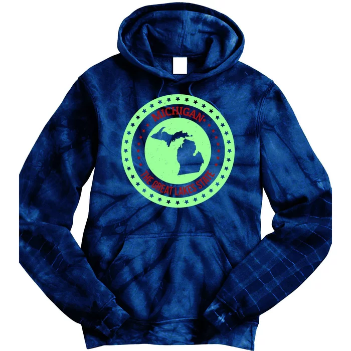 Retro Michigan The Great Lake State Logo Tie Dye Hoodie