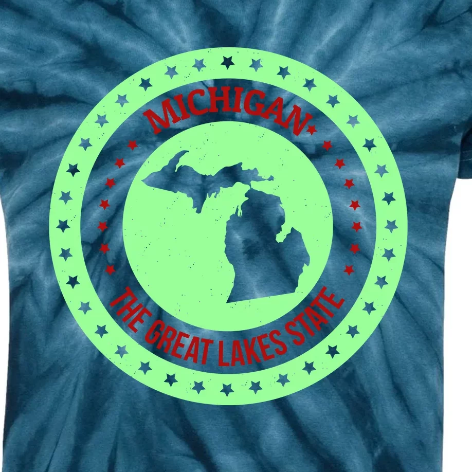 Retro Michigan The Great Lake State Logo Kids Tie-Dye T-Shirt