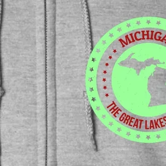 Retro Michigan The Great Lake State Logo Full Zip Hoodie