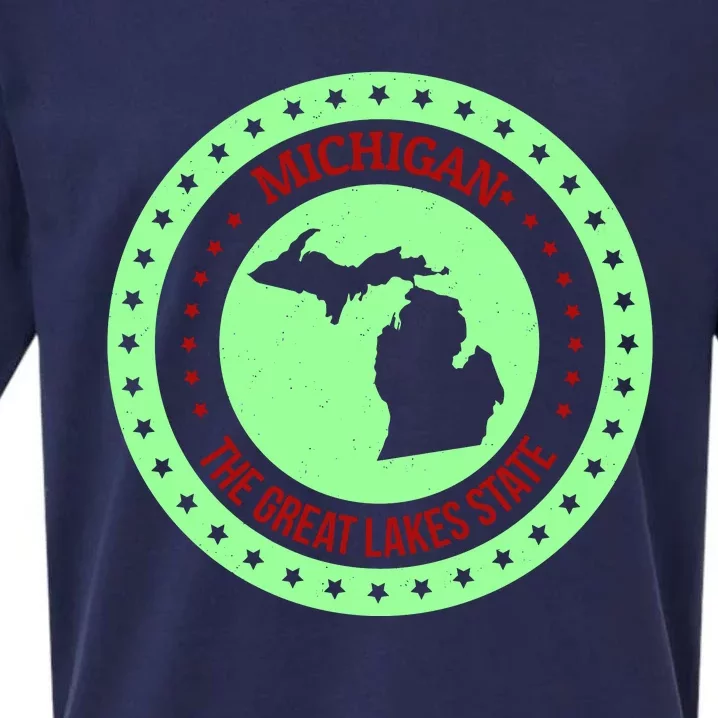 Retro Michigan The Great Lake State Logo Sueded Cloud Jersey T-Shirt