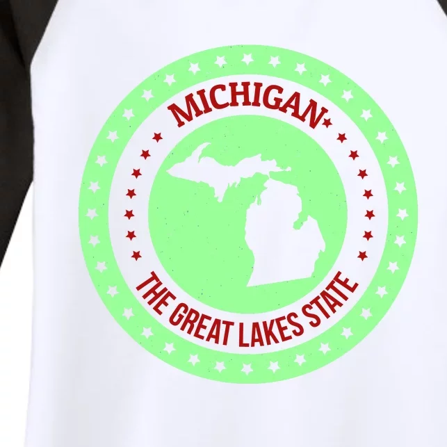 Retro Michigan The Great Lake State Logo Women's Tri-Blend 3/4-Sleeve Raglan Shirt