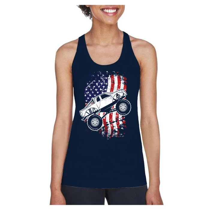 Roar Monster Truck Car Crusher Gift Design Idea Women's Racerback Tank