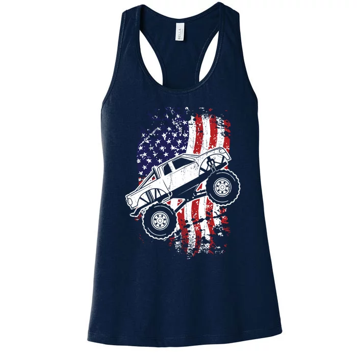 Roar Monster Truck Car Crusher Gift Design Idea Women's Racerback Tank