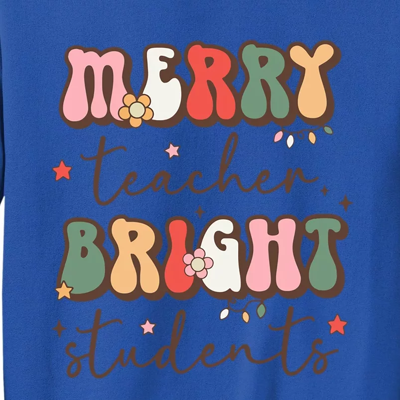 Retro Merry Teacher Bright Students Funny Christmas Teacher Gift Sweatshirt