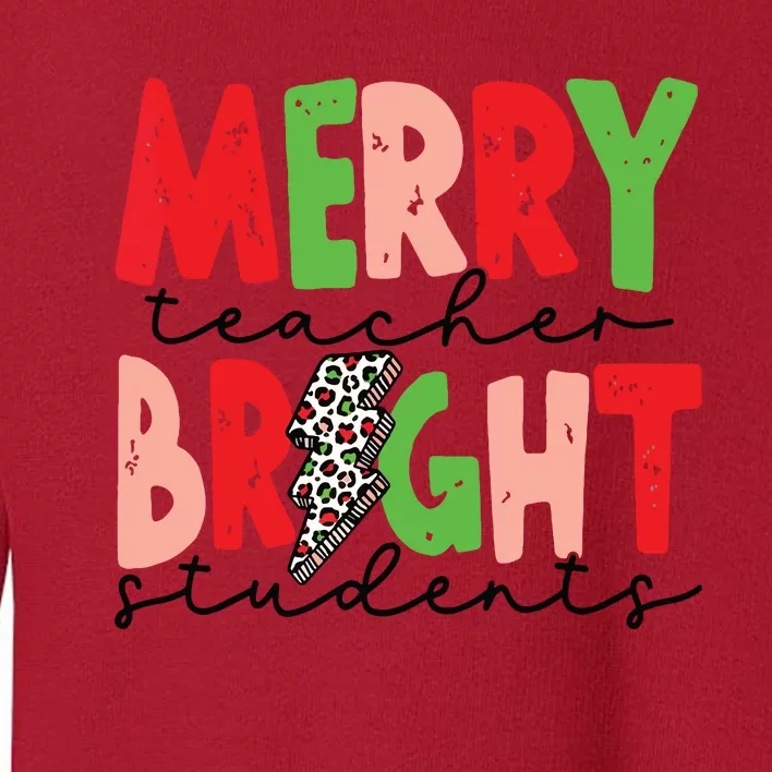 Retro Merry Teacher Bright Students Funny Christmas Teacher Toddler Sweatshirt