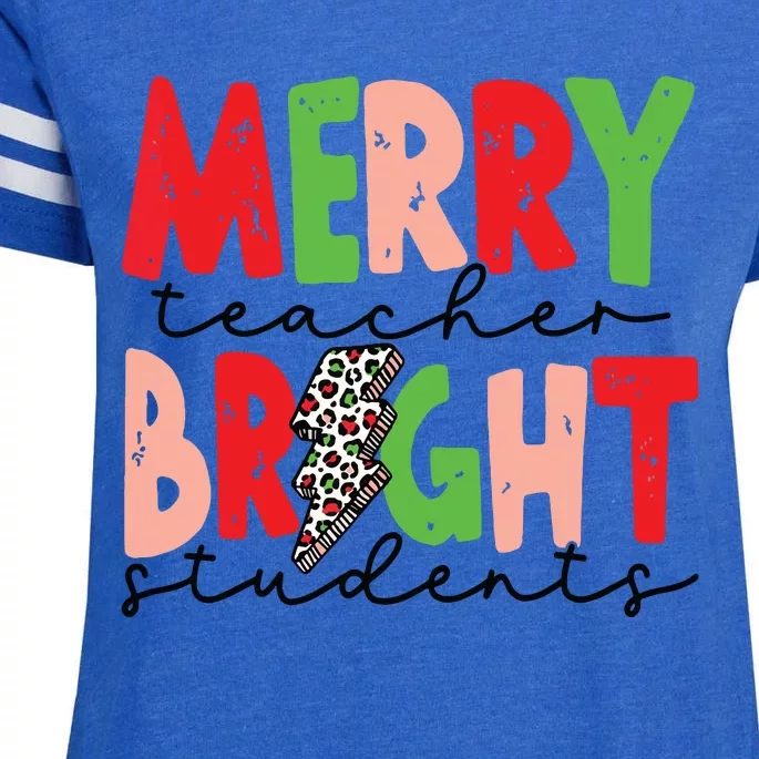 Retro Merry Teacher Bright Students Funny Christmas Teacher Enza Ladies Jersey Football T-Shirt