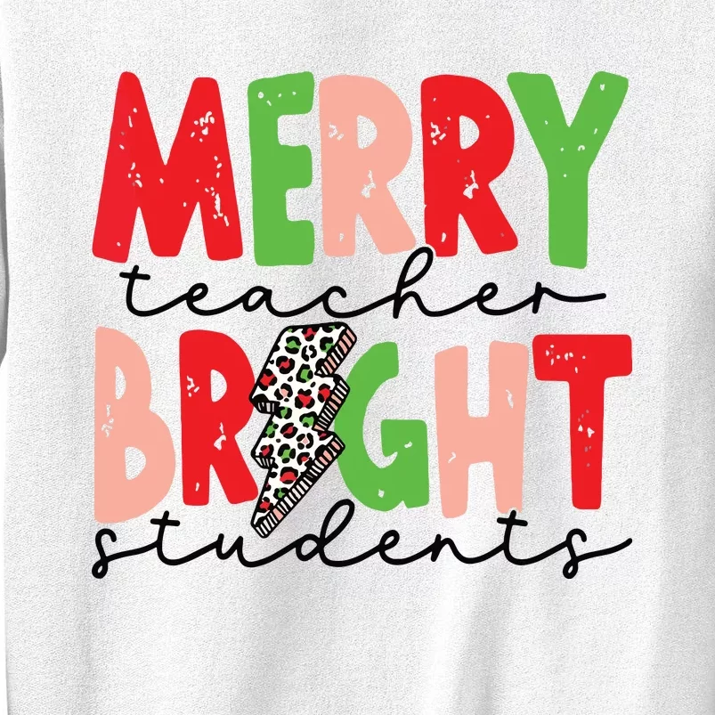 Retro Merry Teacher Bright Students Funny Christmas Teacher Sweatshirt