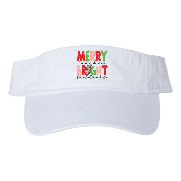 Retro Merry Teacher Bright Students Funny Christmas Teacher Valucap Bio-Washed Visor