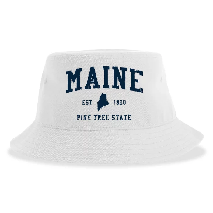 Retro Maine T Vintage State Sports Design Sustainable Bucket Hat