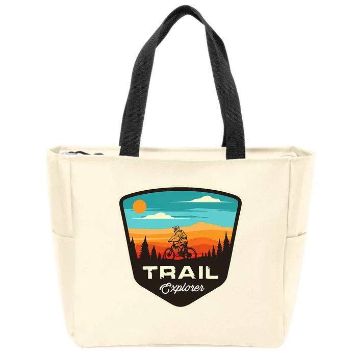 Retro Mtb Trail Mountain Bike Biking Cycling Enthusiast Idea Zip Tote Bag