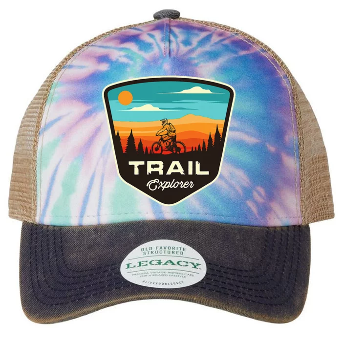 Retro Mtb Trail Mountain Bike Biking Cycling Enthusiast Idea Legacy Tie Dye Trucker Hat