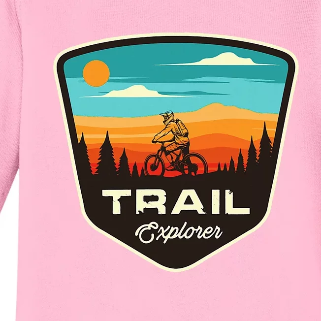 Retro Mtb Trail Mountain Bike Biking Cycling Enthusiast Idea Baby Long Sleeve Bodysuit