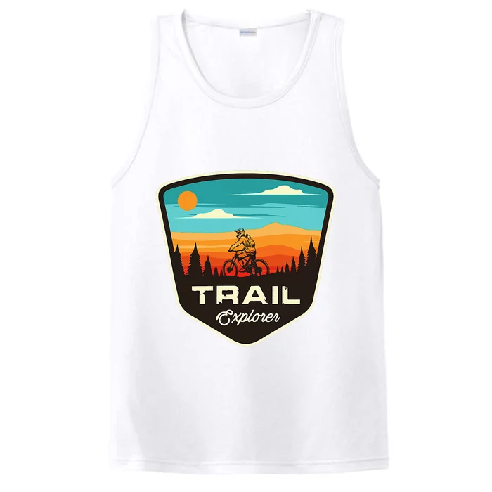 Retro Mtb Trail Mountain Bike Biking Cycling Enthusiast Idea Performance Tank